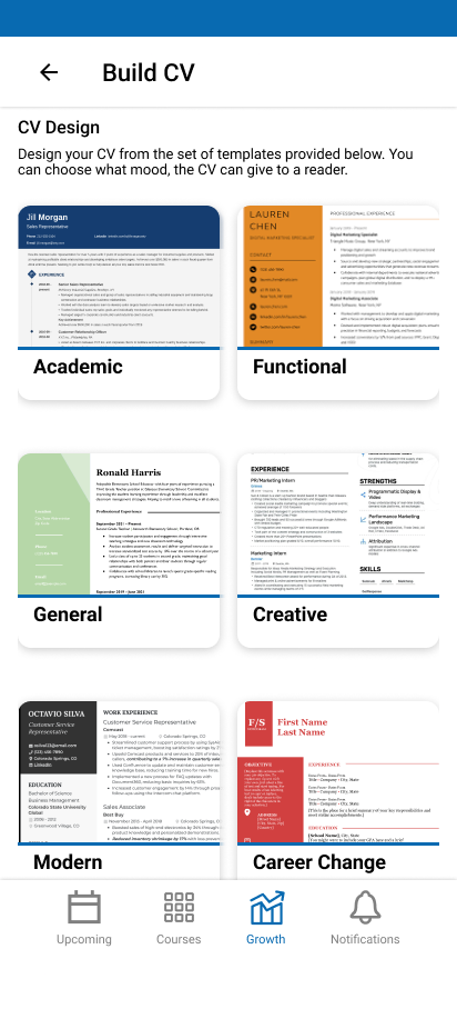 Build CV screen for creating a student resume inside Brightspace